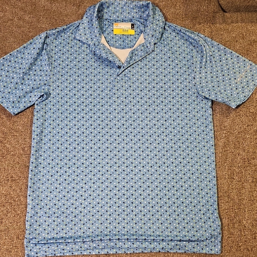 Jack Nicklaus Light Blue Patterned Golf Polo Shirt